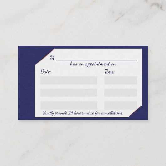 医療用聴診器付き青いクリップボード 予約カード (裏面)