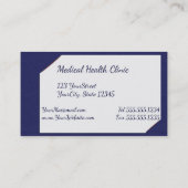 医療用聴診器付き青いクリップボード 名刺 (裏面)