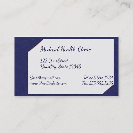 医療用聴診器付き青いクリップボード 名刺 (裏面)