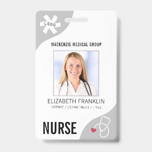 医療用聴診器編集可能グレーナースバッジ バッジ (正面)