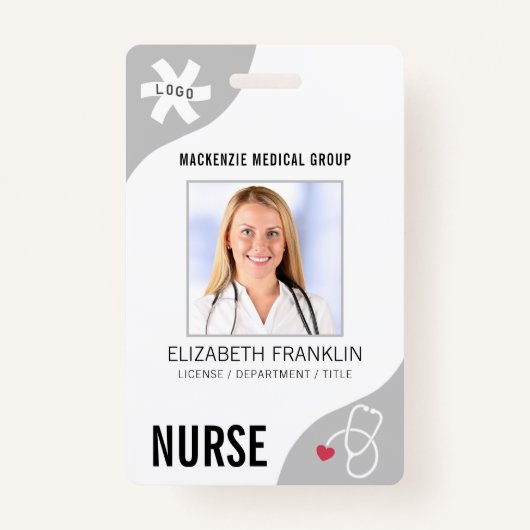 医療用聴診器編集可能グレーナースバッジ バッジ (正面)