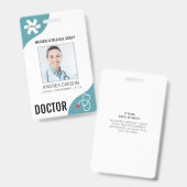 医療用聴診器編集可能ティール（緑がかった色）医師 バッジ (表裏)