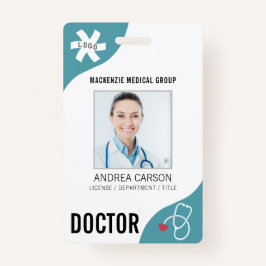 医療用聴診器編集可能ティール（緑がかった色）医師 バッジ