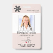 医療用聴診器赤面ピンク旅行ナース バッジ (表面)