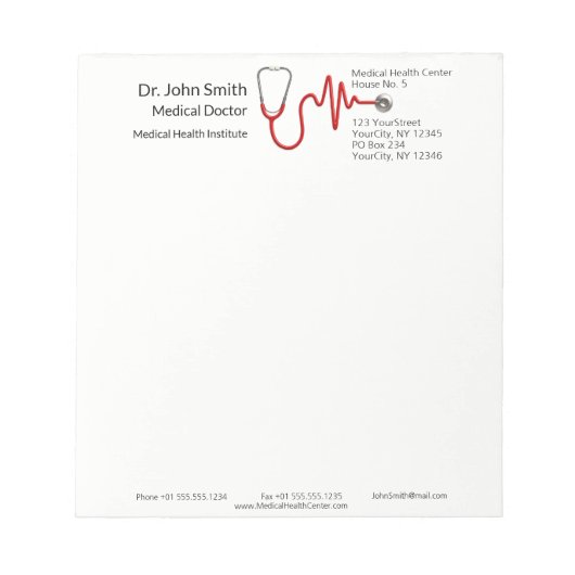 医療用聴診器ECG波EKG心拍ライン ノートパッド (正面)