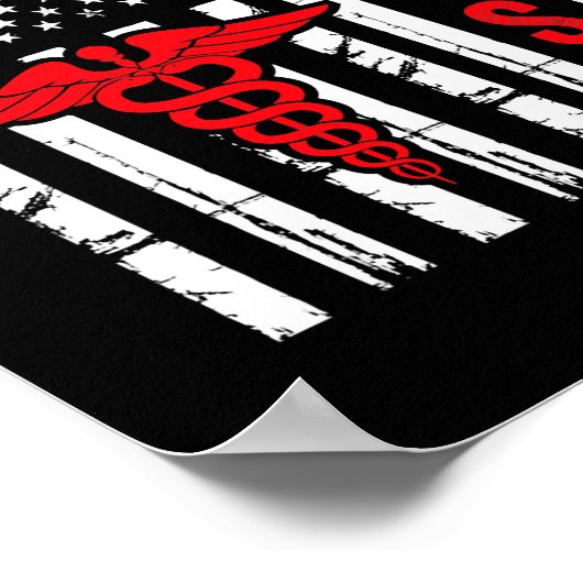 医療用記号カドゥセウス米国国旗のヴィンテージ ポスター (角)