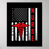 医療用記号カドゥセウス米国国旗のヴィンテージ ポスター (正面)