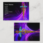 医療用金ゴールドカドゥセウス、ブルーピンク紫の光波 名刺 (正面/裏面)