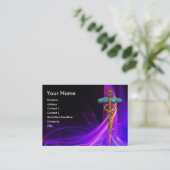 医療用金ゴールドカドゥセウス、ブルーピンク紫の光波 名刺 (スタンド正面)
