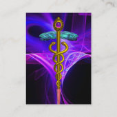 医療用金ゴールドカドゥセウス、ブルーピンク紫の光波 名刺 (裏面)