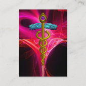 医療用金ゴールドカドゥセウス、赤ピンク紫の光波 名刺 (裏面)