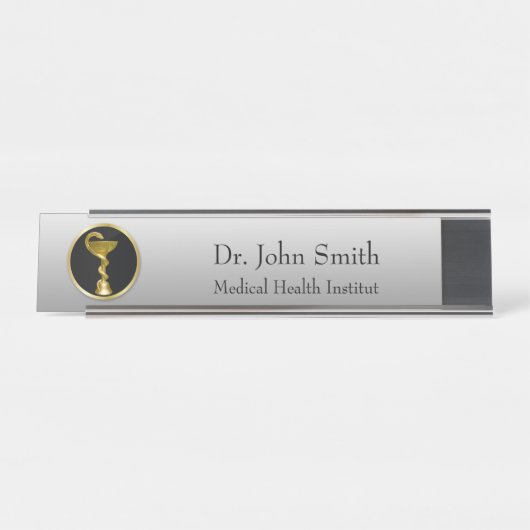 医療用金ゴールドプロフェッショナル衛生用ボウル デスクネームプレート (正面)
