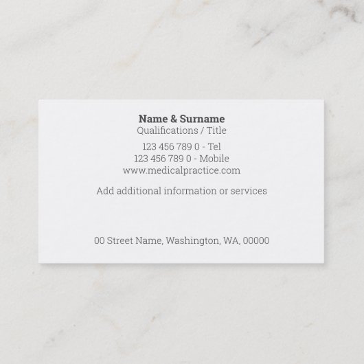 医療用金ゴールド灰白色皮膚科医 名刺 (裏面)