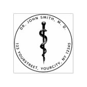 医療用3Dアスレピウス記号ラウンド差出人住所 ラバースタンプ (インプリント)