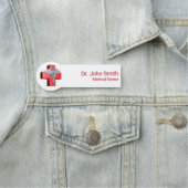 医療用3Dカドゥセウス十字赤シルバー 名札 (インサイチュ)