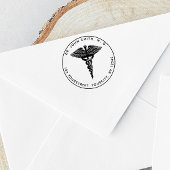 医療用3Dカドゥセウス記号ラウンド差出人住所 ラバースタンプ