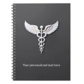 医療用 白 詳細 清潔 ケドゥケウス 暖かいグレー ノートブック (正面)