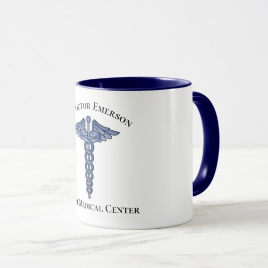 医療用Caduceus Blue Symbol Personalized Mug マグカップ (正面右)