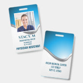 医療病院の従業員名写真ID バッジ (正面&裏面)