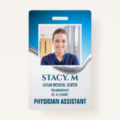 医療病院の従業員名写真ID バッジ (正面)