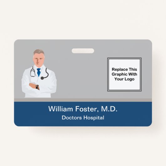医療病院スタッフ写真テンプレートデザイン バッジ (正面)