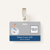 医療病院スタッフ写真テンプレートデザイン バッジ (裏面クリップ)