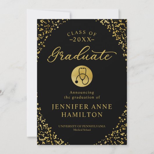 医療看護卒業発表フォトカード 招待状 (正面)