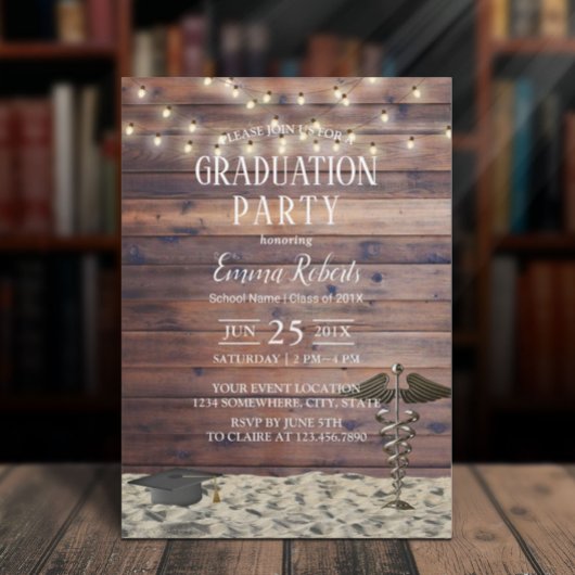 医療看護学校の卒業式　海辺の素朴な雰囲気 招待状