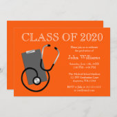 医療看護学校オレンジ卒業 招待状 (正面/裏面)