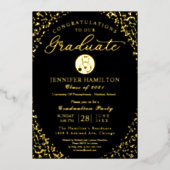 医療看護学校グラッドパーティーブラック金ゴールド 箔招待状 (正面)