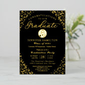 医療看護学校グラッドパーティーブラック金ゴールド 箔招待状 (立ち正面)