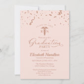 医療看護学校卒園パーティーバラ金ゴールド 招待状 (正面)