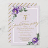 医療看護学校大学院パーティーパープルフローラ 招待状 (正面/裏面)