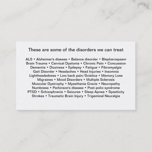 医療神経科神経科医の名刺 名刺 (裏面)