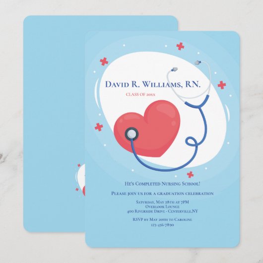 医療系卒業 卒業式 招待状 (正面/裏面)