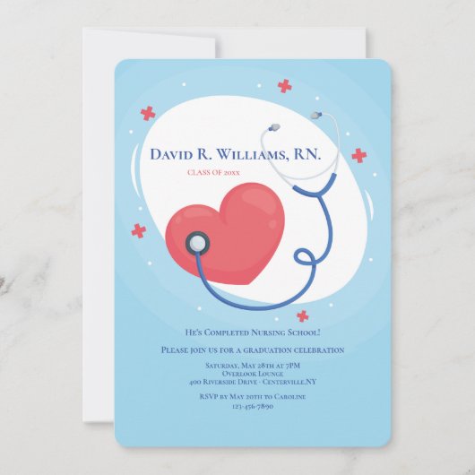 医療系卒業 卒業式 招待状 (正面)