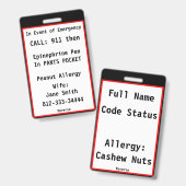 医療緊急バッジラベルカスタム情報 バッジ (表裏)