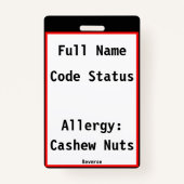 医療緊急バッジラベルカスタム情報 バッジ (裏面)