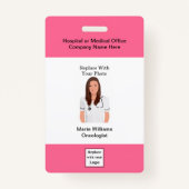 医療腫瘍学スタッフの写真IDバッジ バッジ (裏面)