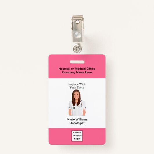 医療腫瘍学スタッフの写真IDバッジ バッジ (裏面クリップ)