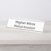医療補助白色 デスクネームプレート (正面)