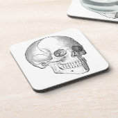 医療解剖学ヴィンテージスカルスケッチモノクロ コースター (左側)