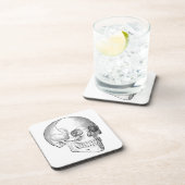 医療解剖学ヴィンテージスカルスケッチモノクロ コースター (右側)