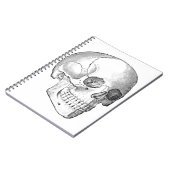 医療解剖学ヴィンテージスカルスケッチモノクロ ノートブック (左側)