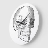 医療解剖学ヴィンテージスカルスケッチモノクロ ラージ壁時計 (傾斜)