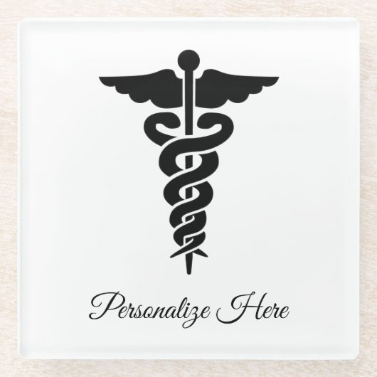 医療記号   ガラスコースター (正面)