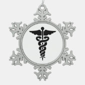 医療記号 スノーフレークピューターオーナメント (正面)