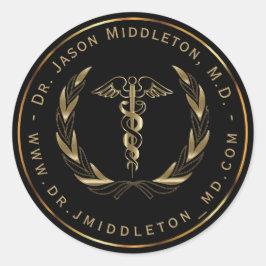 医療記号 – 黒と金ゴールド ラウンドシール