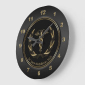 医療記号-黒と金ゴールド ラージ壁時計 (傾斜)