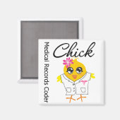 医療記録のコーダーのひよこ マグネット (正面/裏面)